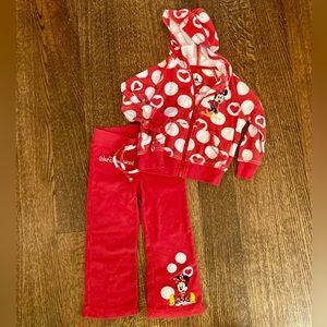 Minnie Mouse girls terrycloth pants and hooded sweatshirt set